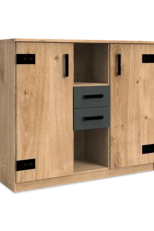 Commode HUVAR J04-Plankeneiche/Graphite