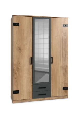 Kleerkast HUVAR Plankeneiche/Graphite B135
