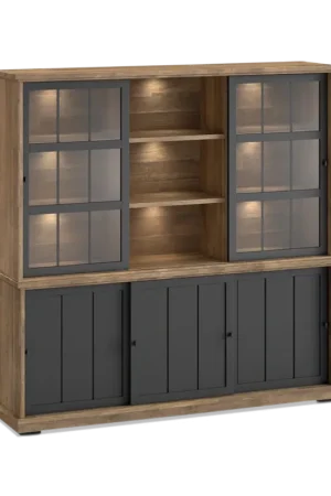 Dressoir met Opzetkast TOLUCA Old Teak/Zwart B209