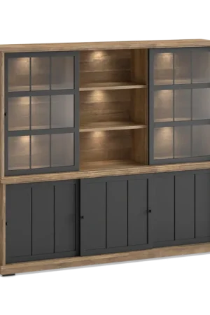 Dressoir met Opzetkast TOLUCA Old Teak/Zwart B233