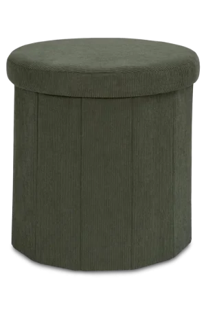 Opbergpouf COLLETE Rond Rib Kaki