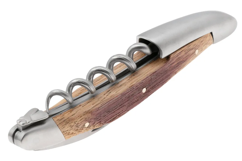Forge de Laguiole 00004459, Matte Stainless Steel, Stamped Bee, Barrel Oak kelnersmes