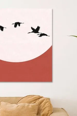 Zonsondergang Kraanvogel - Rood van Studio Hinte
