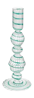 Pip Studio - Kandelaar - Licht Blauw - Glas Swirl - 22cm