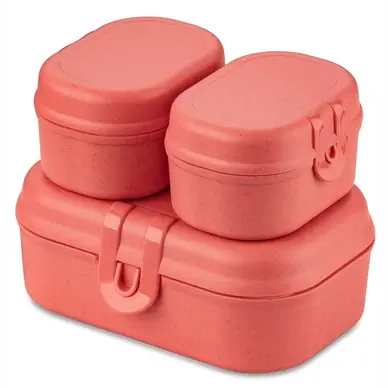 Koziol - Lunchbox Set, Mini, 3 Delig, Organic, Natuur Koraal - Koziol