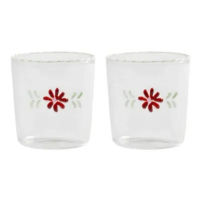 &k amsterdam Flora Waterglazen - Rood - Set van 2