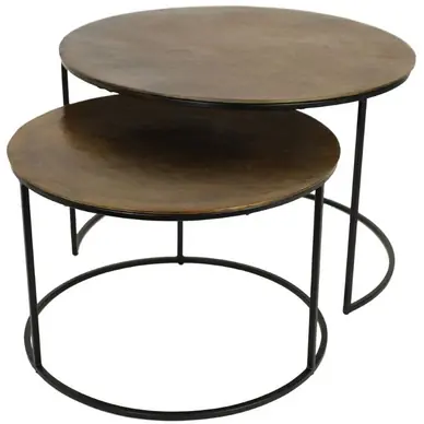 HD Living Aluminium Bijzettafel Gold 75 x 75 x 48 cm (set van 2)