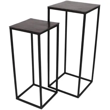 HD Living Bijzettafel Black Aluminium 30 x 30 x 70 cm (set van 2)