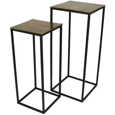 HD Living Bijzettafel Gold Aluminium 30 x 30 x 70 cm set van 2