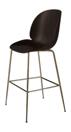 Barstoel GUBI Beetle Bar Chair 75 Conic Base / Antique Brass Base / Mocha Brown / Felt Glides
