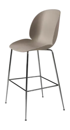 Barstoel GUBI Beetle Bar Chair 75 Conic Base / Black Chrome / New Beige / Felt Glides