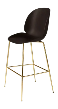 Barstoel GUBI Beetle Bar Chair 75 Conic Base / Brass Semi Matt / Mocha Brown / Felt Glides