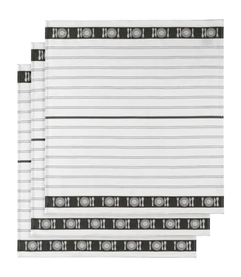 De Witte Lietaer BML Theedoeken White Black 3 stuks