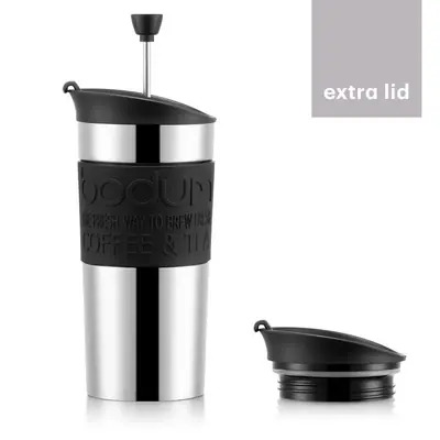 Bodum Travel Press Koffiezetapparaat Black RVS 350 ml Set met Extra Deksel