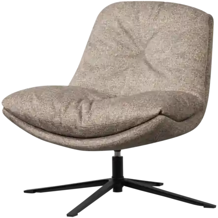 WOOOD Arve DraaiFauteuil - Bedrukte Stof - Naturel Melange - 86x82x87