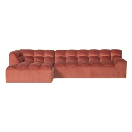 WOOOD Allure Chaise Longue Bank Links - Fluweel - Blush - 79x324x165
