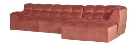 WOOOD Allure Chaise Longue Bank Rechts - Fluweel - Blush - 79x324x165