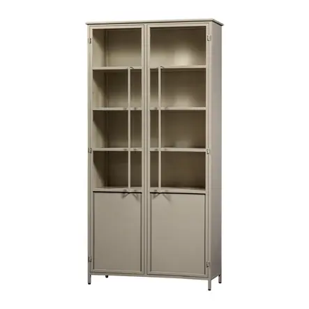 WOOOD 2-deurs vitrinekast XL Exhibit - Metaal - Zand - 200x99x44 cm
