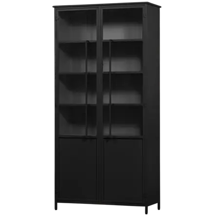 WOOOD 2-deurs vitrinekast XL Exhibit - Metaal - Zwart - 200x99x44 cm