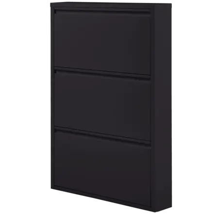WOOOD Sabine 3-Vaks Schoenenkast - Metaal - Zwart - 103x66x16