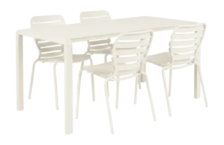 Zuiver Vondel Tuinset Wit 4 personen - tuintafel + 4 stoelen