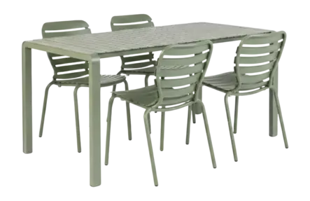 Zuiver Vondel Tuinset Groen 4 personen - tuintafel + 4 stoelen