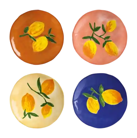 &k amsterdam Lemon Bord - Full Colour - Set van 4
