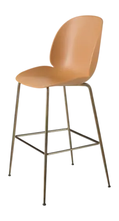 Barstoel GUBI Beetle Bar Chair 75 Conic Base Finish Antique Brass Base Shell Colour Amber Brown Glides Plastic Glides