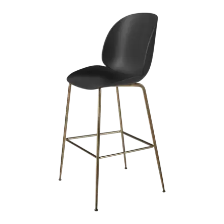 Barstoel GUBI Beetle Bar Chair 75 Conic Base Finish Antique Brass Base Shell Colour Black Glides Plastic Glides