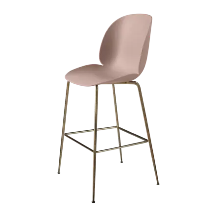 Barstoel GUBI Beetle Bar Chair 75 Conic Base Finish Antique Brass Base Shell Colour Sweet Pink Glides Plastic Glides