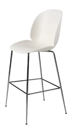 Barstoel GUBI Beetle Bar Chair 75 Conic Base Finish Black Chrome Base Shell Colour Alabaster White Glides Felt Glides