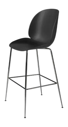 Barstoel GUBI Beetle Bar Chair 75 Conic Base Finish Black Chrome Base Shell Colour Black Glides Felt Glides