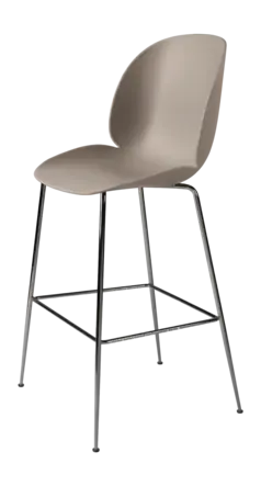 Barstoel GUBI Beetle Bar Chair 75 Conic Base Finish Black Chrome Base Shell Colour New Beige Glides Plastic Glides