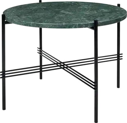 Bijzettafel GUBI TS Coffee Table Black Base / Green Guatemala Marble Ø55 cm
