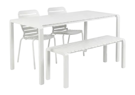 Zuiver Vondel Tuinset Wit Tuintafel, 2 Stoelen en Bankje