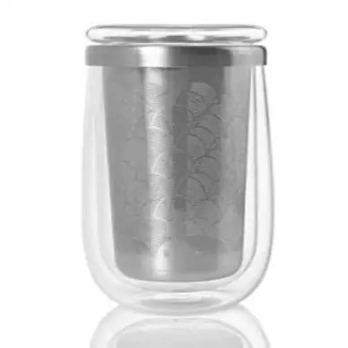 Adhoc Fusion Theeglas Zilver/Transparant met Theefilter 400 ml
