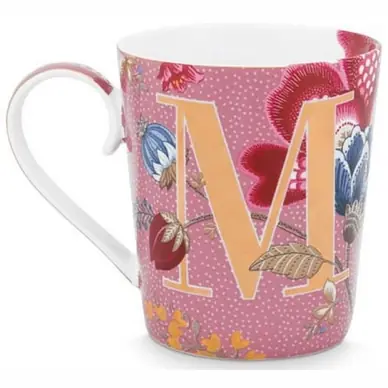 Pip Studio Alphabet Mug Floral Fantasy Mok Pink M 350 ml