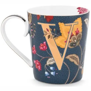 Pip Studio Alphabet Mug Floral Fantasy Mok Blue V 350 ml