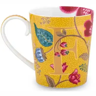 Pip Studio Alphabet Mug Blushing Birds Mok Yellow F 350 ml