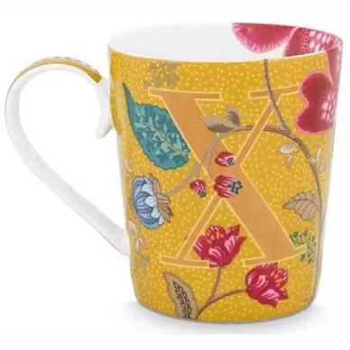 Pip Studio Alphabet Mug Blushing Birds Mok Yellow X 350 ml