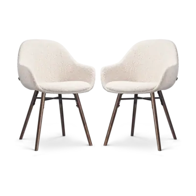 Nolon Nena-Mae Eetkamerstoelen Set van 2 - Boucle Beige - Walnoot