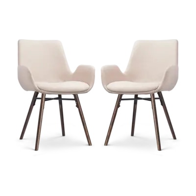 Nolon Nena-Eef Eetkamerstoelen Set van 2 - Beige - Walnoot Hout