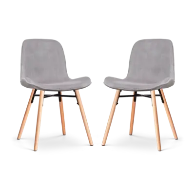 Nolon Nena-Fe Eetkamerstoelen Set van 2 - Ribstof Warm Grijs - Hout