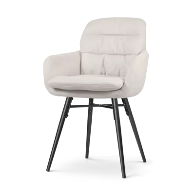 Nolon Nova-Mia Eetkamerstoel Beige - met Armleuning - Zwart