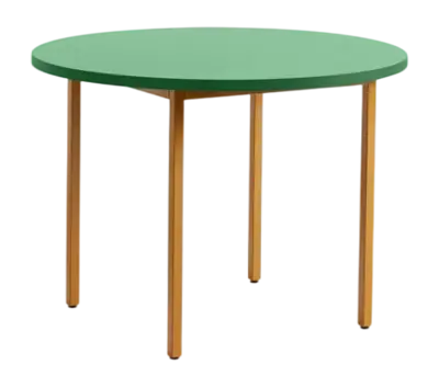 HAY Two-Colour Tafel Ochre Powder Coated Steel Frame Green Mint Ø105 x H74 cm