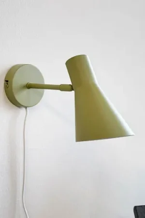 Dyberg Larsen wandlamp DL12, groen, kabel, E27, metaal