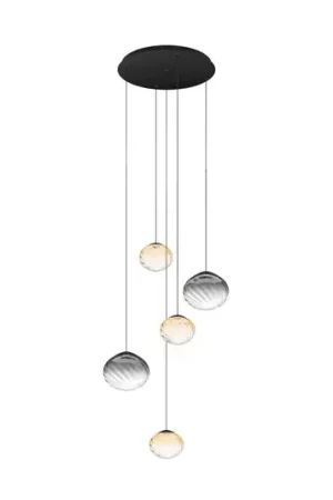 Stars of Light hanglamp Pantoja zwart/amber 68 cm 5-lamps