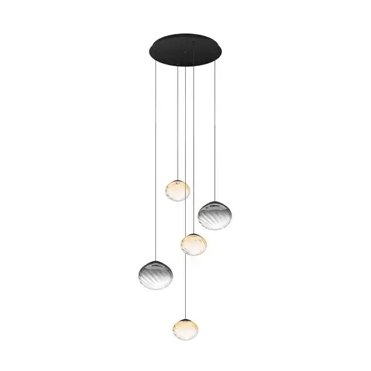 Stars of Light hanglamp Pantoja zwart/amber 68 cm 5-lamps