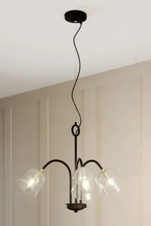 Lucande Anjita hanglamp, glazen kappen, 3-lamps