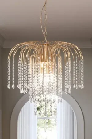 Hanglamp Pioggia met kristallen regen Ø50cm goud